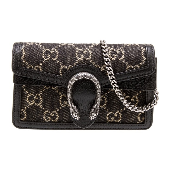 Gucci GG Denim Monogram Super Mini Dionysus Shoulder Crossbody Bag Black 476432 - Picture 3 of 17